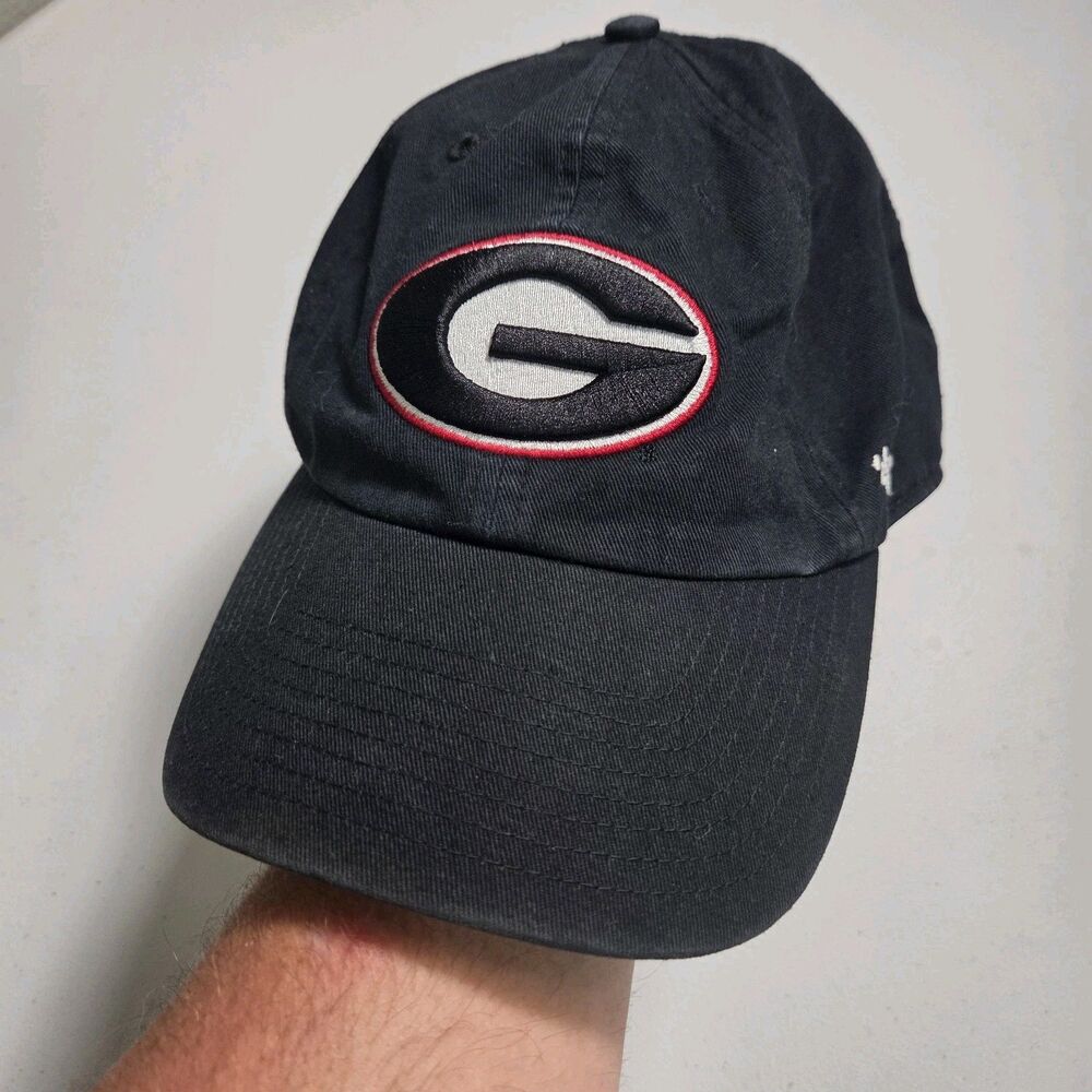 ​47 Brand Georgia Bulldogs Hat Mens OSFA Black Red Clean Up Dad Hat Strapback